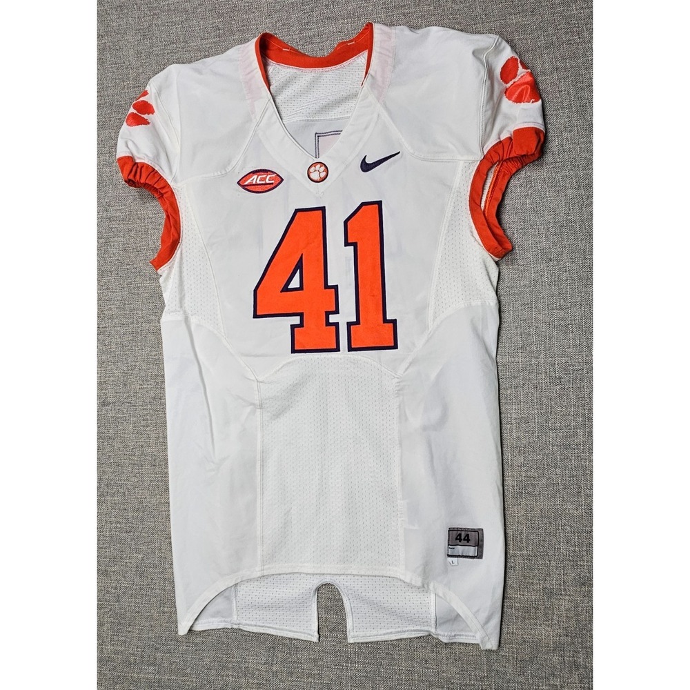 Clemson‎ Tigers Football Jersey Mens 44 L White Game Worn Team Issued Nike #41